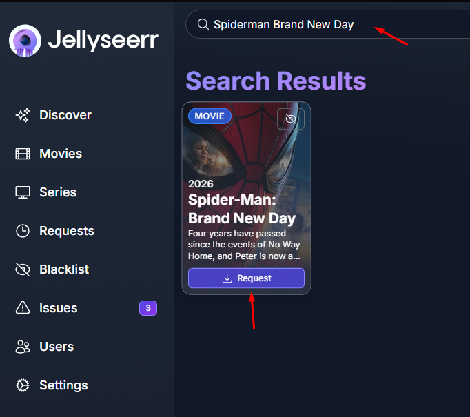 Overseerr Request from Search